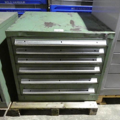 6738 - 1 x green metal six drawer parts / tool storage cabinet approx 76 x 71 x 69cm high