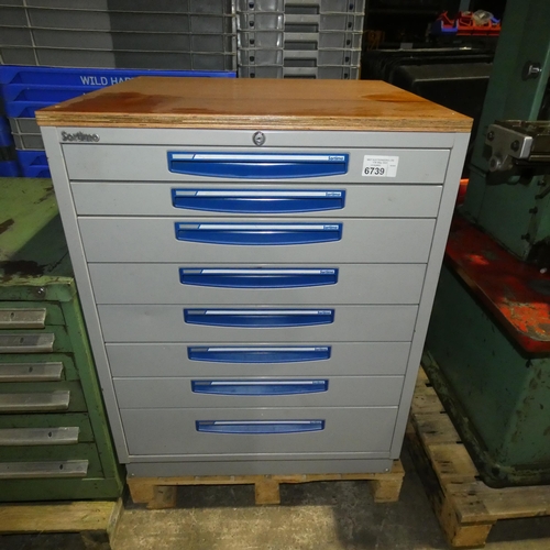 6739 - 1 x Sortimo grey metal eight drawer parts / tool storage cabinet approx 76 x 71 x 99cm high