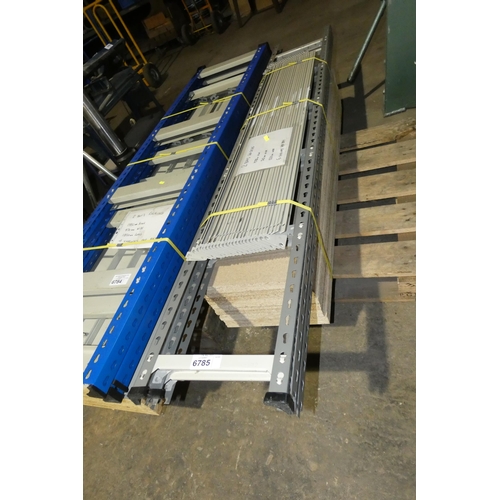 6785 - 2 x free standing bays of grey metal bolt less stores type racking comprising of 4 x uprights at 198... 