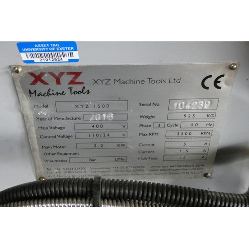 6717 - 1 x XYZ Machine Tools turret milling machine model XYZ 1500, serial number 104239, YOM 2016, 3ph fit... 