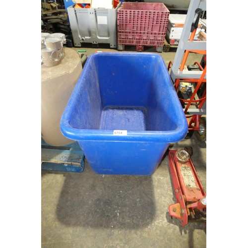 6764 - 1 blue plastic wheeled tub approx 101 x 69 x 73cm high