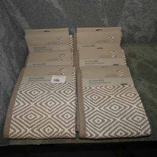 100 - 6 x Country Club diamond shower room mats each approx 50 x 50cm - light brown