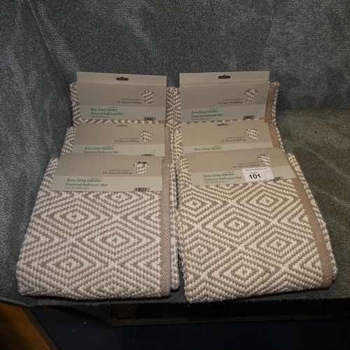 101 - 6 x Country Club diamond shower room mats each approx 50 x 80cm - light brown