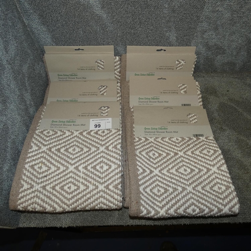 99 - 6 x Country Club diamond shower room mats each approx 50 x 50cm - light brown