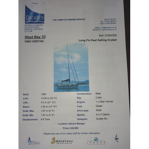 25 - ADVANCED NOTICE of sale by Timed Auction on the 7th June.... SAILING YACHT..