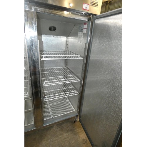 1135 - A mobile commercial stainless steel 2 door fridge by Polar type G594 - trade. Tested Working