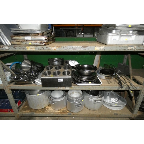 1072 - A large quantity of various catering related items including stainless steel utensils, cutlery racks... 