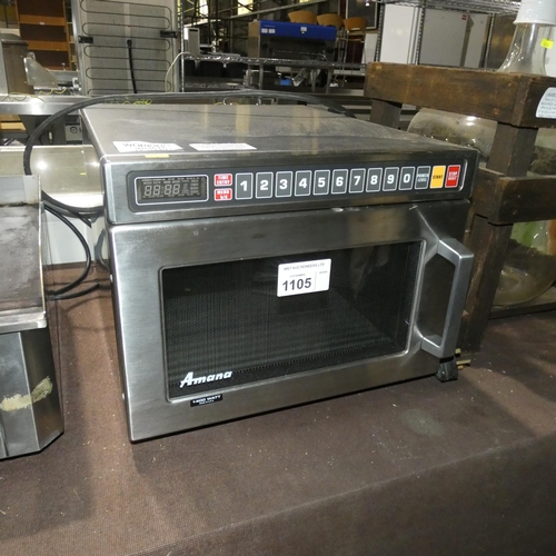 1105 - A commercial stainless steel microwave oven by Amana 1400w - trade Tested Working