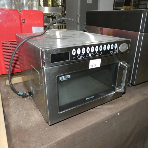 1114 - Withdrawn - electrically unsafe-  a commercial stainless steel microwave oven by Samsung type CM1929... 