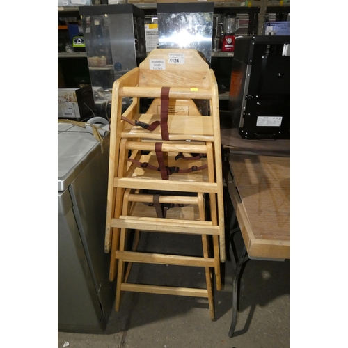 1124 - 3 x children's wooden restaurant high chairs