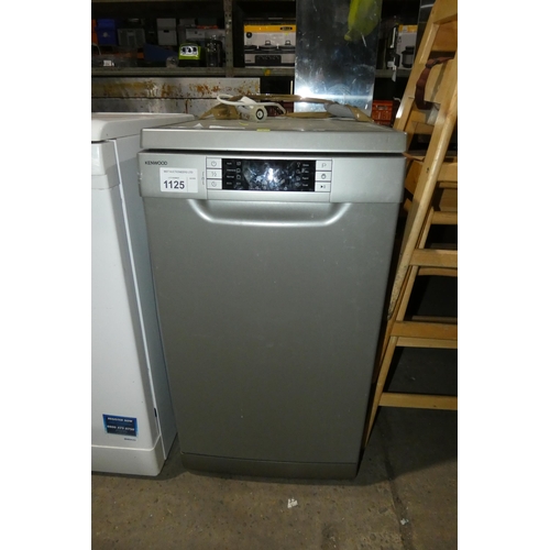 1125 - A silver slimline under counter dishwasher by Kenwood type KDW45S16/A - trade