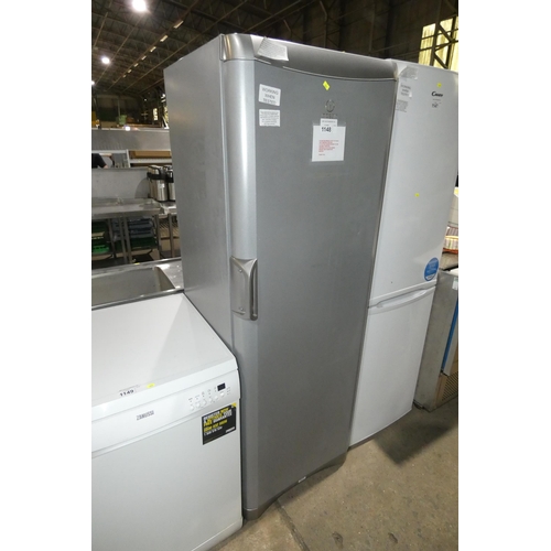 1148 - A tall silver single door fridge by Indesit - trade Tested Working