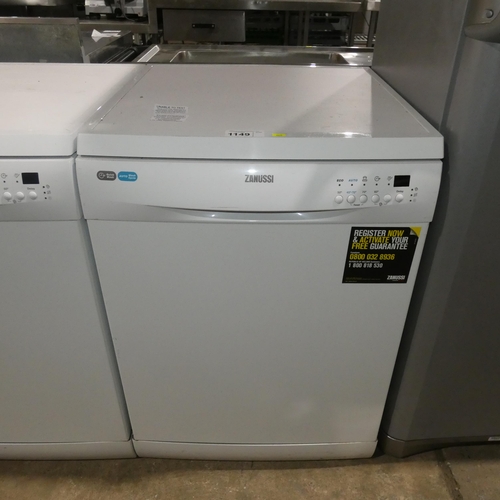 1149 - A white under counter dishwasher by Zanussi type ZDF26001WA - trade