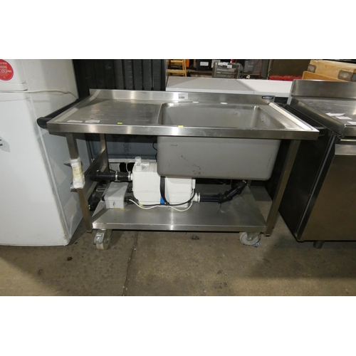 1160 - A commercial stainless steel deep single sink unit by Moffat with a Grundfos SOLOLIFT2 C-3 Macerator... 