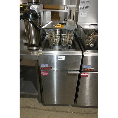 1180 - A commercial stainless steel twin basket gas fired deep fryer by Fastfri - trade