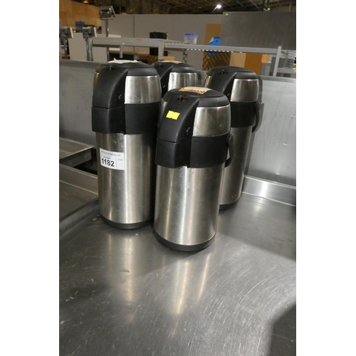 1182 - 4 commercial stainless steel hot drink dispensing flasks