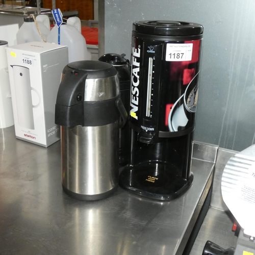 1187 - 2 various hot drink flasks and a counter top coffee dispenser - trade