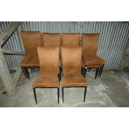 1211 - 18 brown suede effect metal framed stacking chairs