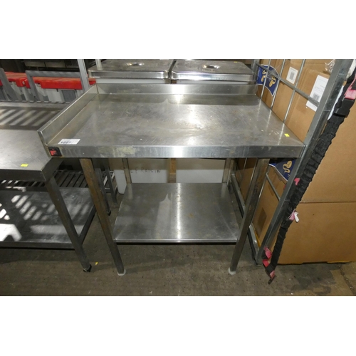 1227 - A commercial stainless steel catering type table with shelf beneath by Parry approx 90x60cm