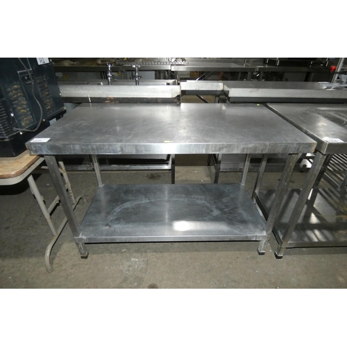 1237 - A commercial stainless steel catering type table with shelf beneath approx 120x65cm