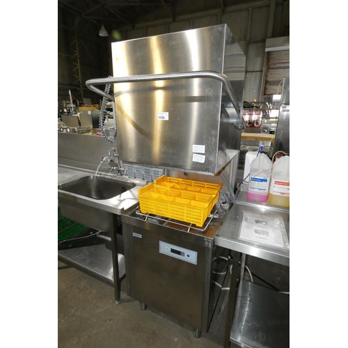 1199 - A commercial stainless steel pass through dishwasher by ClassEQ comes with 12 baskets & rack, 2 long... 