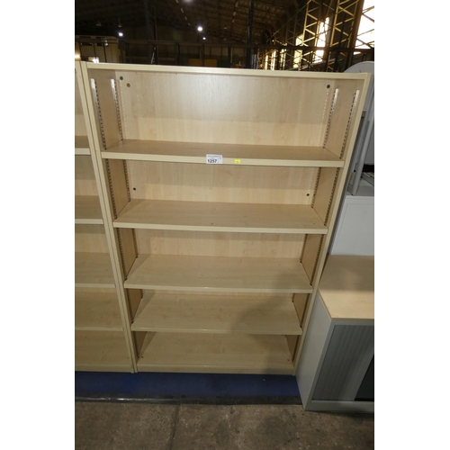 1257 - A light wood effect office book case approx 100x30x167cm