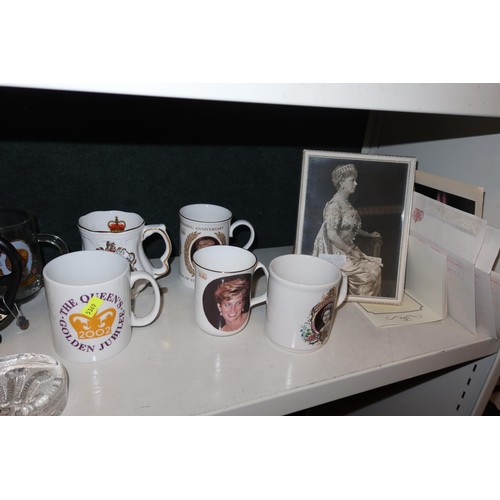 3056 - A collection of miscellaneous royal memorabilia including; photographs, beakers and plates etc (one ... 