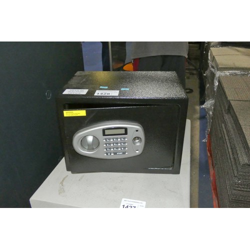 1428 - A small safe with key & combination lock