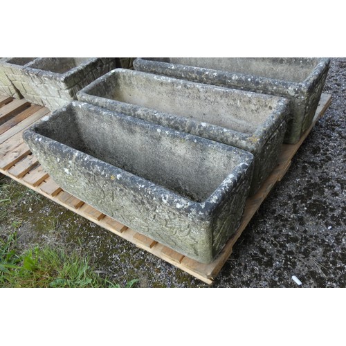 2730 - A rectangular concrete planter with floral pattern