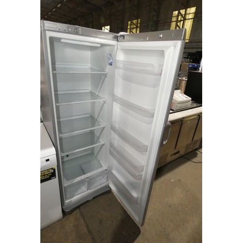 1148 - A tall silver single door fridge by Indesit - trade Tested Working