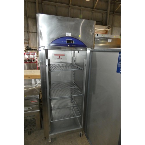 1158 - A commercial stainless steel mobile single door fridge by Williams type HG1TSS - trade Tested Workin... 