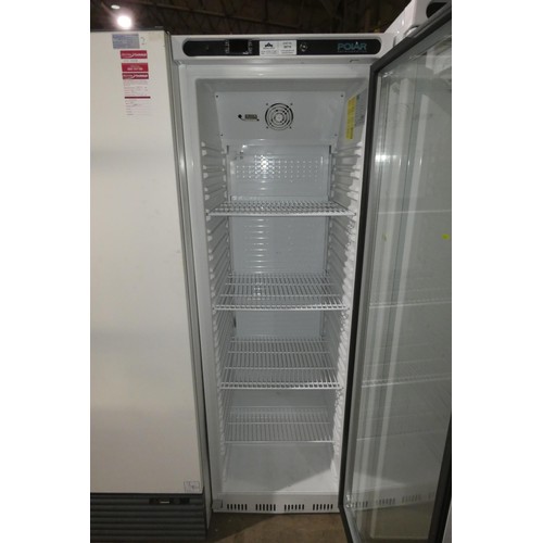 1171A - A tall single glass door display fridge by Polar type CD087 - trade Tested Working