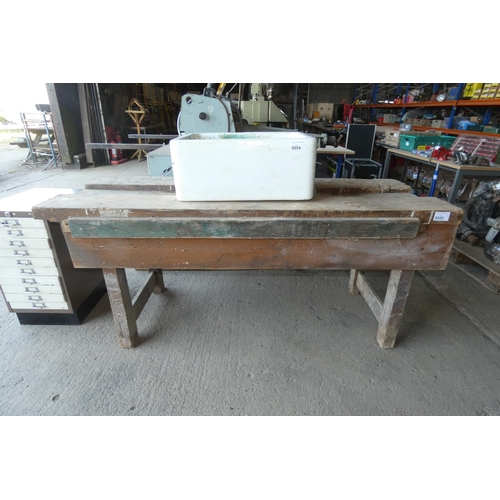 5055 - 1 x wooden work bench approx 180 x 67cm