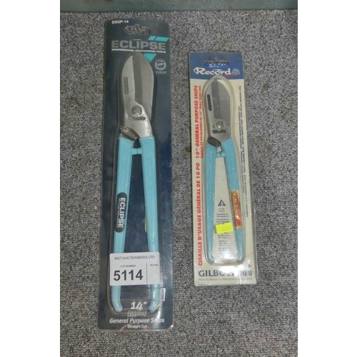 5114 - 2 x sets of tin snips (1 x 14 inch and 1 x 10 inch)