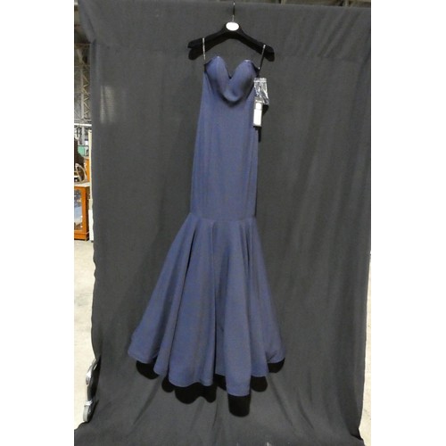 2202 - A dark blue designer evening dress by Pia Michi London size 6 ID number 11441