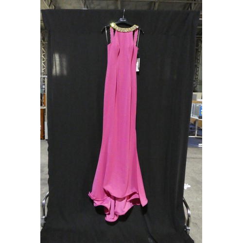 2210 - A pink designer evening dress by Pia Michi London size 8 ID number 1220c