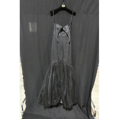 2211 - A black and silver designer evening dress by Pia Michi London size 8 ID number 11278