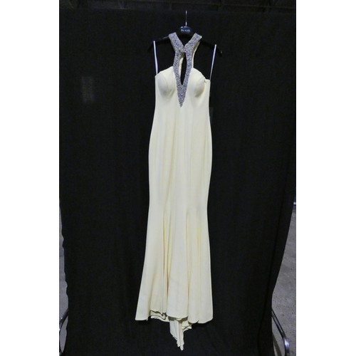 2213 - A yellow designer evening dress by Pia Michi London size 8 ID number 11320