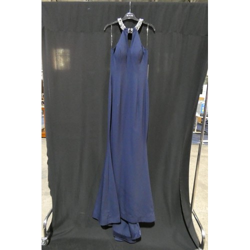 2215 - A navy blue designer evening dress by Pia Michi London size 10 ID number 1863