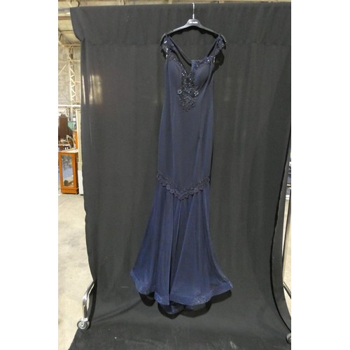 2216 - A navy blue designer evening dress by Pia Michi London size 10 ID number 1988