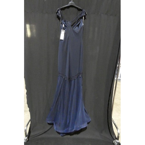 2216 - A navy blue designer evening dress by Pia Michi London size 10 ID number 1988