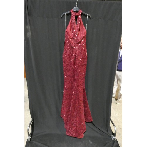 2219 - A red wine designer evening dress by Pia Michi London size 10 ID number 1867