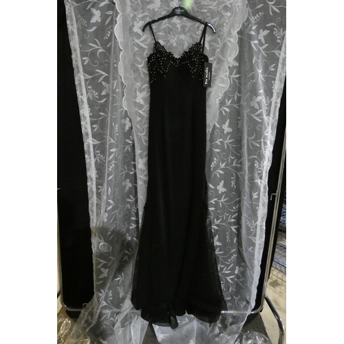 2221 - A black designer evening dress by Pia Michi London size 10 ID number 1928