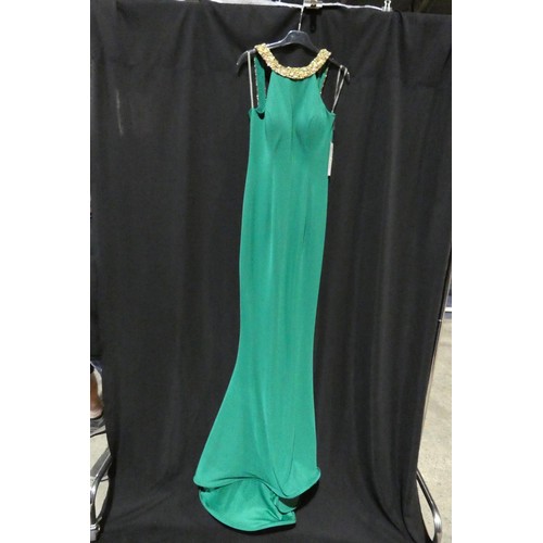 2225 - A green designer evening dress by Pia Michi London size 12 ID number 1220c