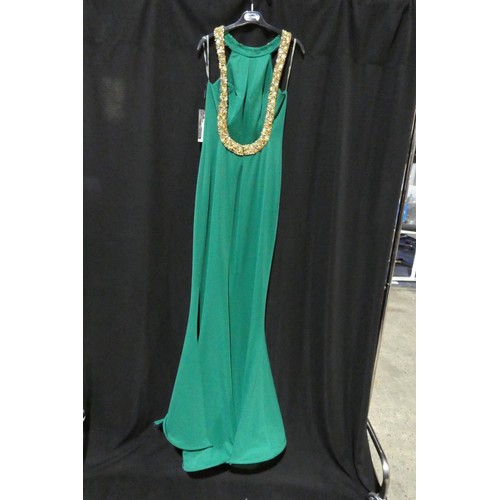 2225 - A green designer evening dress by Pia Michi London size 12 ID number 1220c