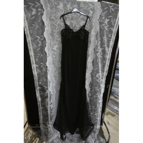 2233 - A black designer evening dress by Pia Michi London size 12 ID number 1928