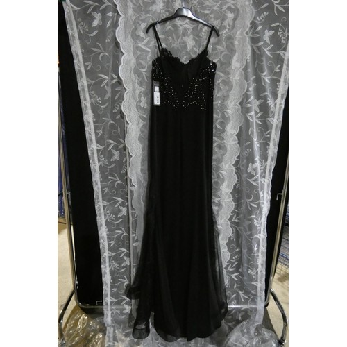 2235 - A black designer evening dress by Pia Michi London size 14 ID number 1928