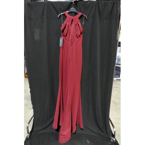 2240 - A red wine designer evening dress by Pia Michi London size 14 ID number 1841