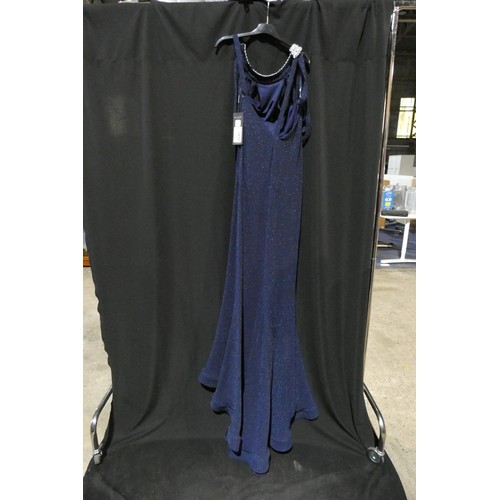 2241 - A navy blue designer evening dress by Pia Michi London size 14 ID number 1884