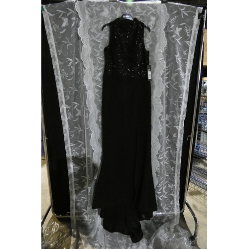 2247 - A black designer evening dress by Pia Michi London size 18 ID number 1883